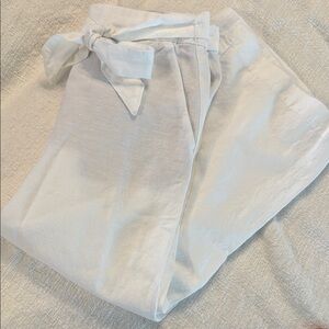 LOFT White Linen Tie-Waist Cropped pants